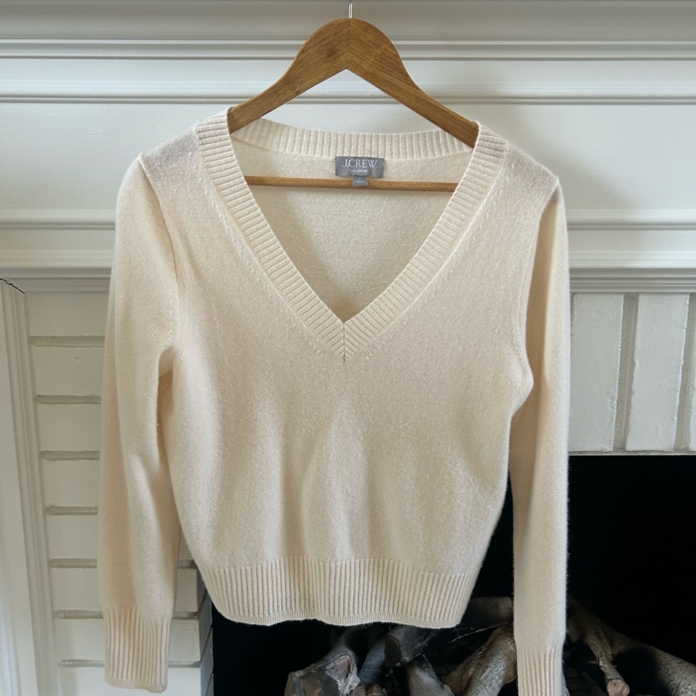 J. Crew Women's V-Neck Sweater in Cream